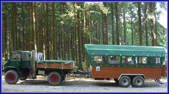 Panoramawagenfahrten mit Hubi's ''Holzkocher'' Hubis Holzkocher
